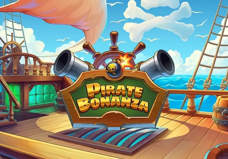 Pirate Bonanza Slot logo by Backseat Gaming at Slotpark